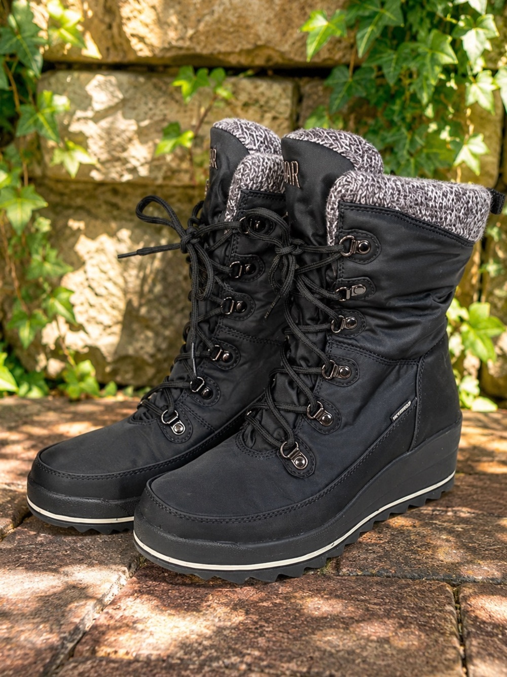 COUGAR Winter Insulated Nonskid Layne Black Waterproof Wedge Winter Boots, 10